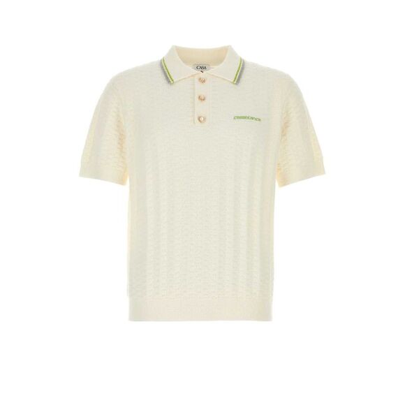 Casablanca Men Ivory Boucle Polo Shirt